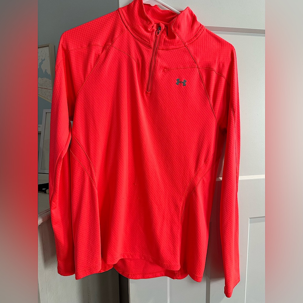 Hot pink under armour semi fitted 1/2 zip pullover medium